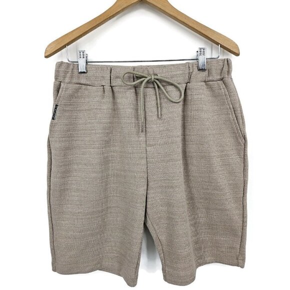 New Mauvais Taupe Premium Textured Shorts Mens 34 Beige Slim Fit Pockets - Picture 1 of 5